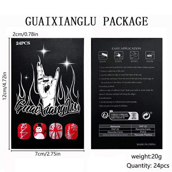 12 Sizes-24 Pcs Press On Nails C700