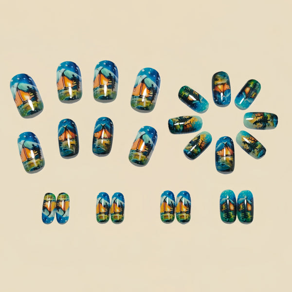12 Sizes-24 Pcs Press On Nails Y1576
