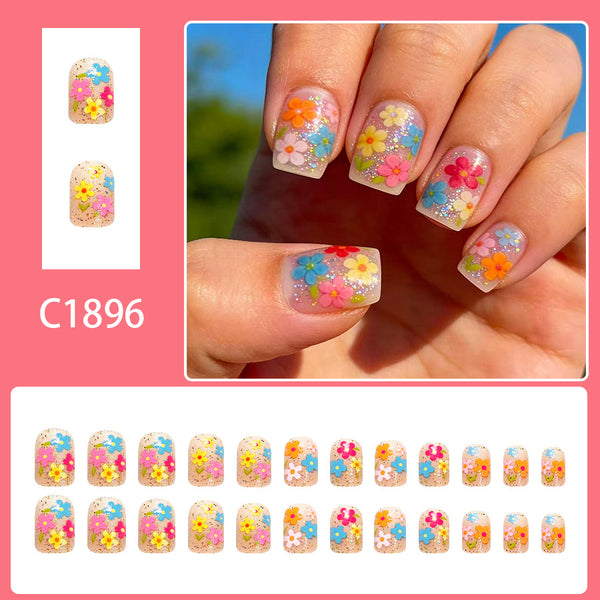 12 Sizes-24 Pcs Press On Nails C1671