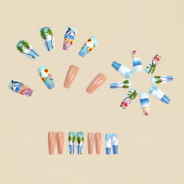 12 Sizes-24 Pcs Press On Nails Y1035