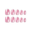 Almond French Matte Medium Oval Pink Press on Nails