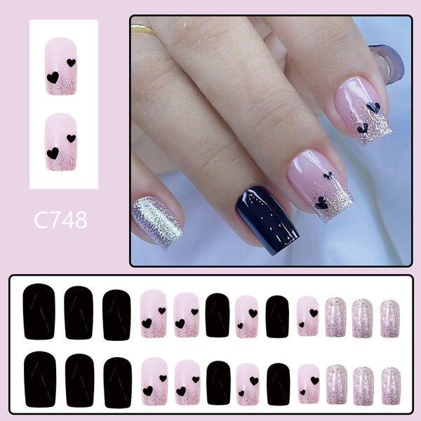 12 Sizes-24 Pcs Press On Nails C748