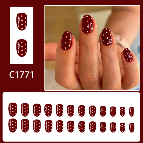 12 Sizes-24 Pcs Press On Nails C1771