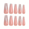 French Long Pink Press on Nails