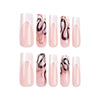 French Glossy Long Pink Square Press on Nails