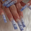 Blue Glossy Long Square Press on Nails