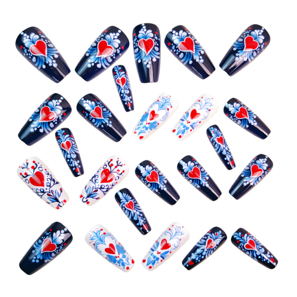 12 Sizes-24 Pcs Press On Nails Y1621