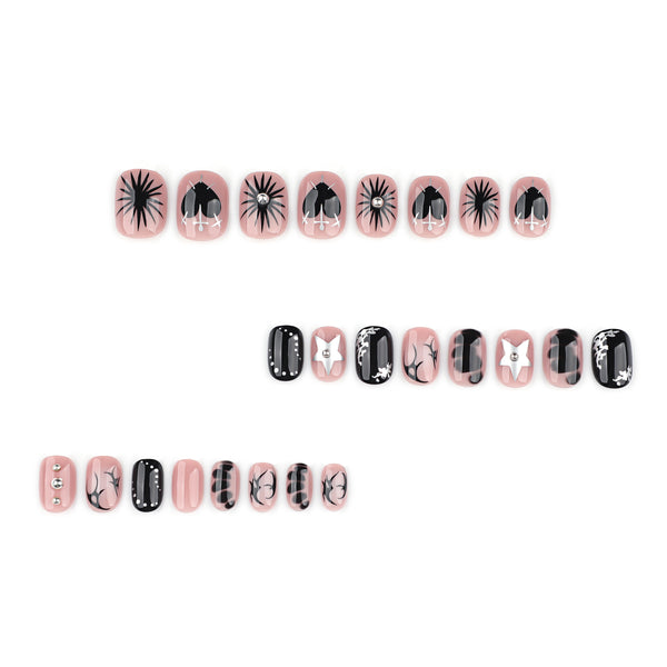 12 Sizes-24 Pcs Press On Nails JP4116