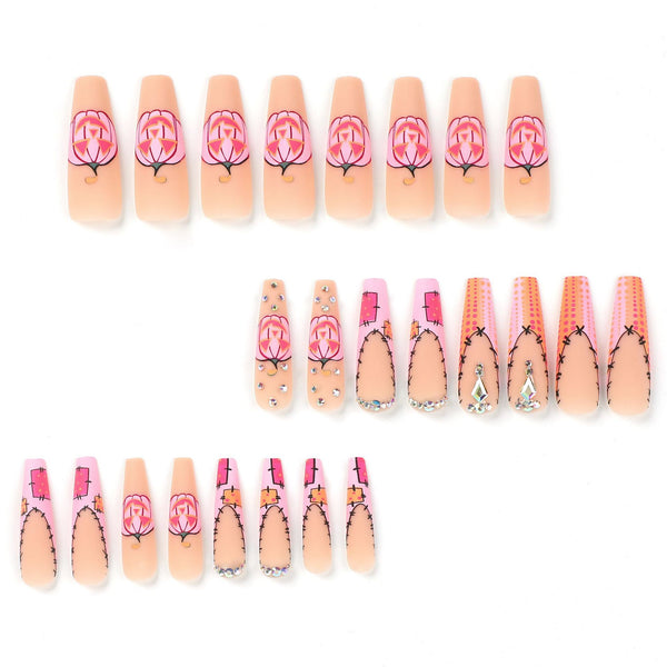 12 Sizes-24 Pcs Press On Nails JP2519