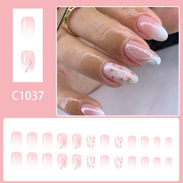 12 Sizes-24 Pcs Press On Nails C1037