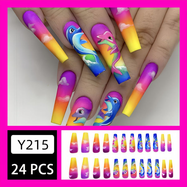 12 Sizes-24 Pcs Press On Nails Y215