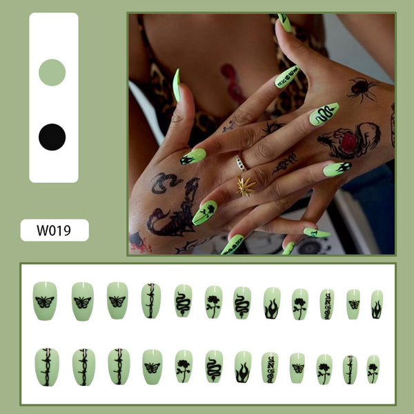 12 Sizes-24 Pcs Press On Nails W001