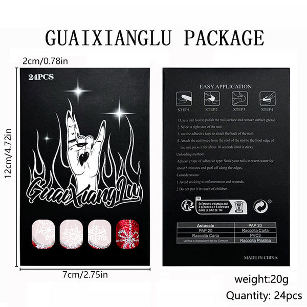 12 Sizes-24 Pcs Press On Nails C1278