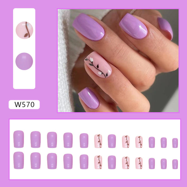 12 Sizes-24 Pcs Press On Nails W570