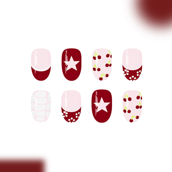 12 Sizes-24 Pcs Press On Nails C1381