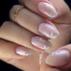 Almond French Glossy Medium Pink Press on Nails