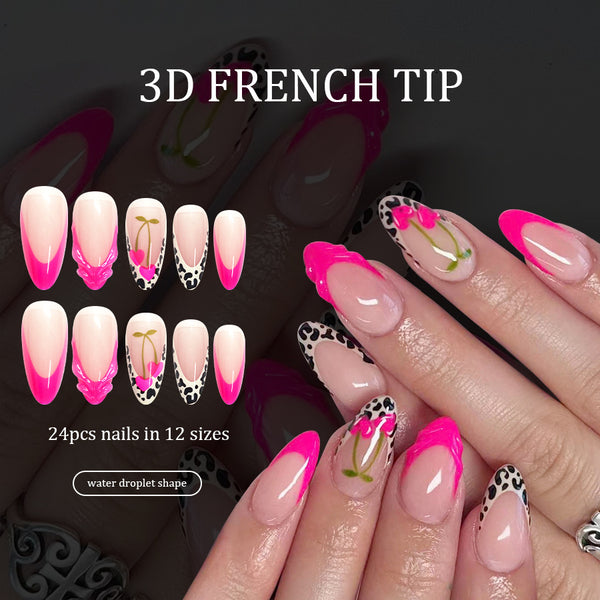 12 Sizes-24 Pcs Press On Nails C1334