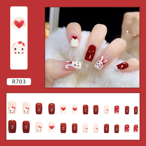 12 Sizes-24 Pcs Press On Nails R703