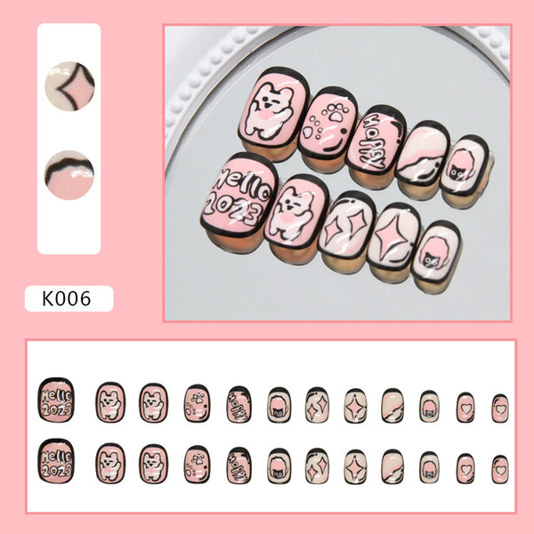 12 Sizes-24 Pcs Press On Nails K006