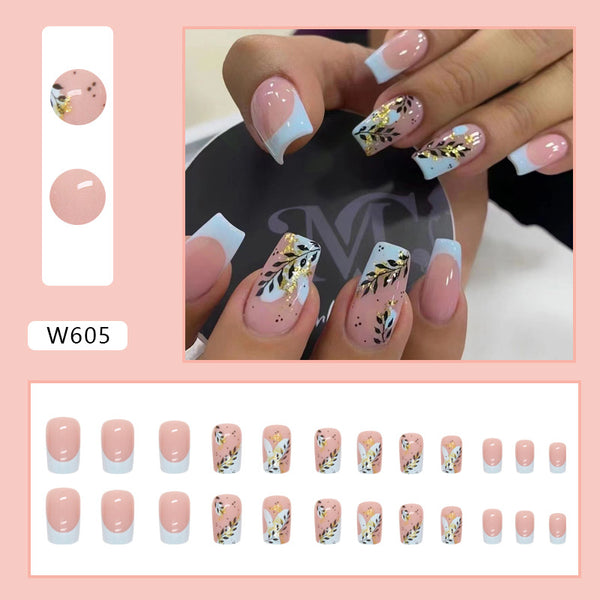 12 Sizes-24 Pcs Press On Nails W605
