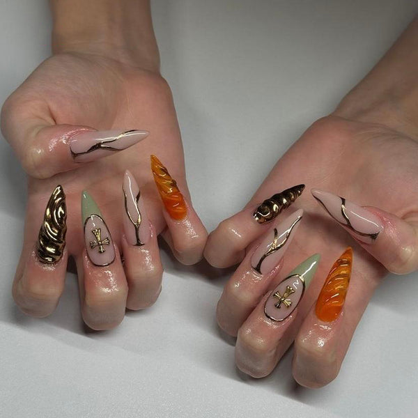 12 Sizes-24 Pcs Press On Nails JP3524