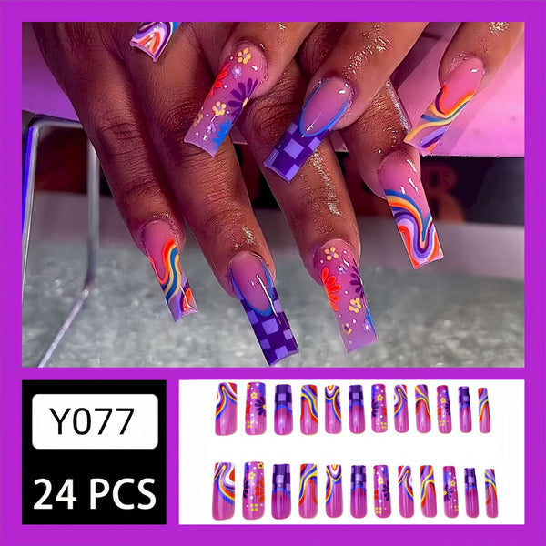 12 Sizes-24 Pcs Press On Nails Y077