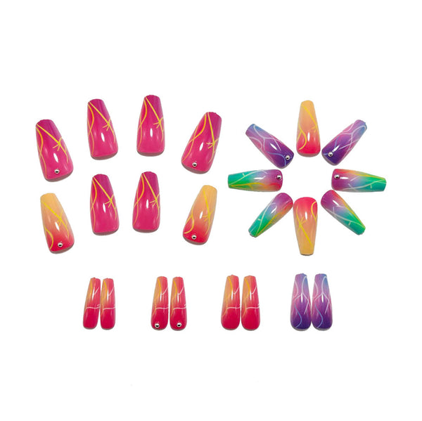 12 Sizes-24 Pcs Press On Nails Y1537