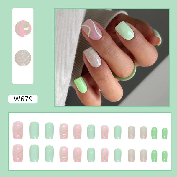 12 Sizes-24 Pcs Press On Nails W679