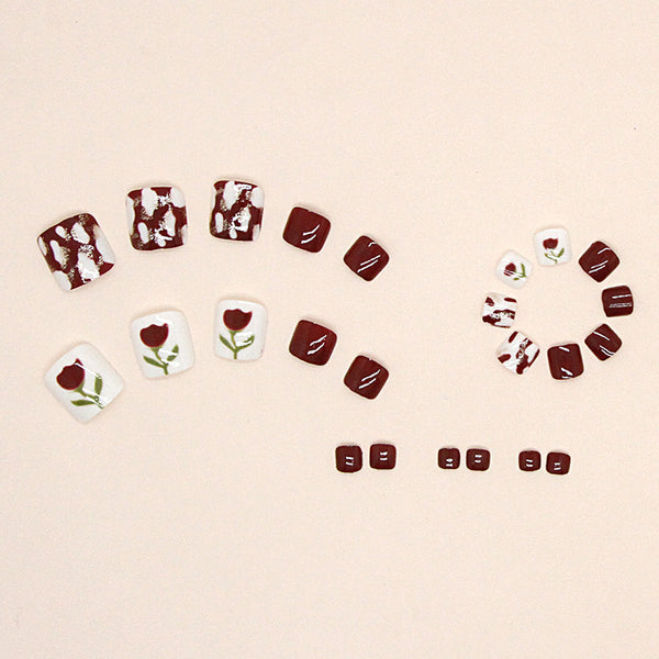 12 Sizes-24 Pcs Press On Nails F058
