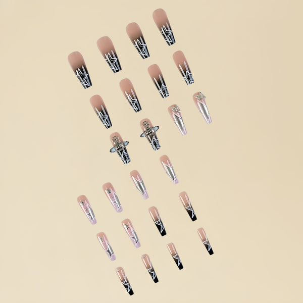 12 Sizes-24 Pcs Press On Nails D007