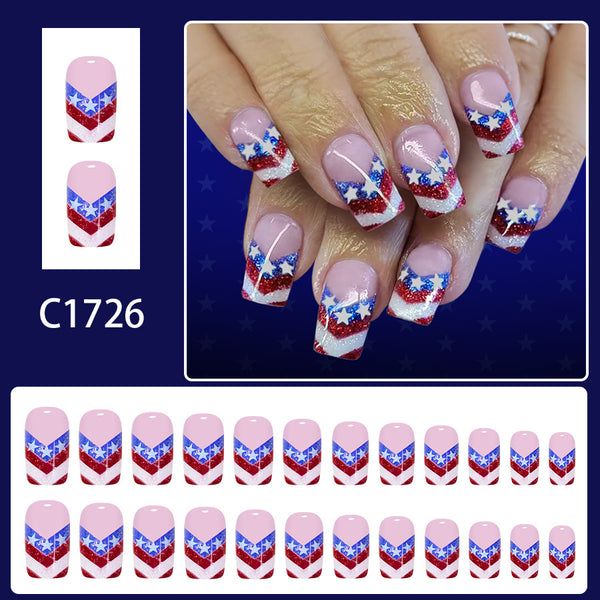 12 Sizes-24 Pcs Press On Nails C1726