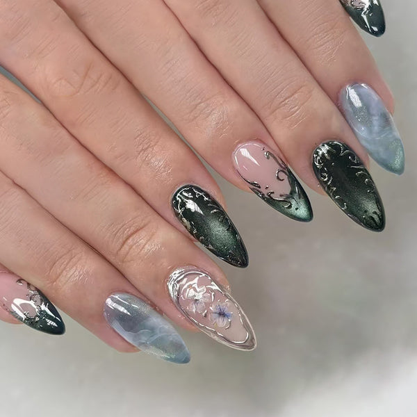 12 Sizes-24 Pcs Press On Nails W2134