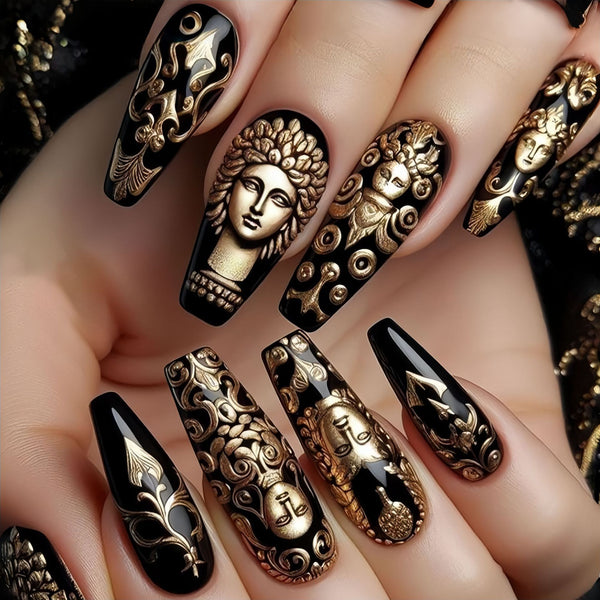 12 Sizes-24 Pcs Press On Nails Y1538