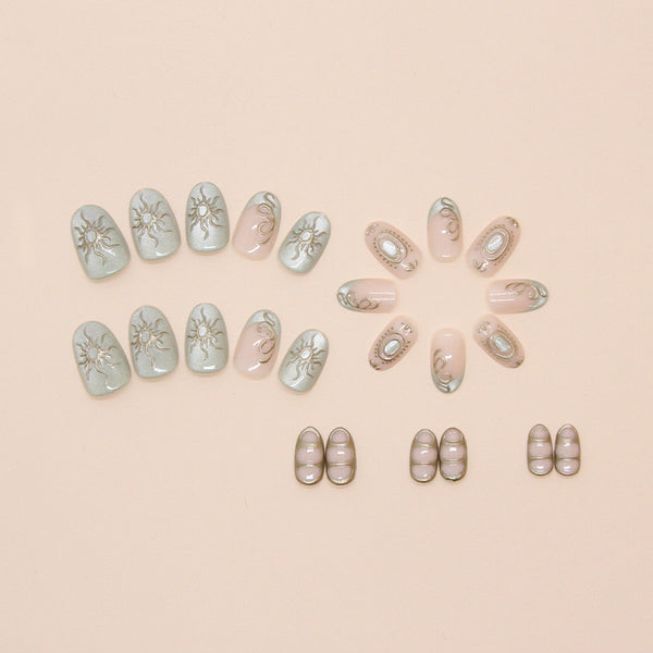 12 Sizes-24 Pcs Press On Nails W1756