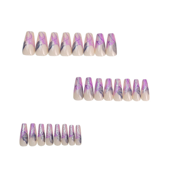 12 Sizes-24 Pcs Press On Nails Y1063
