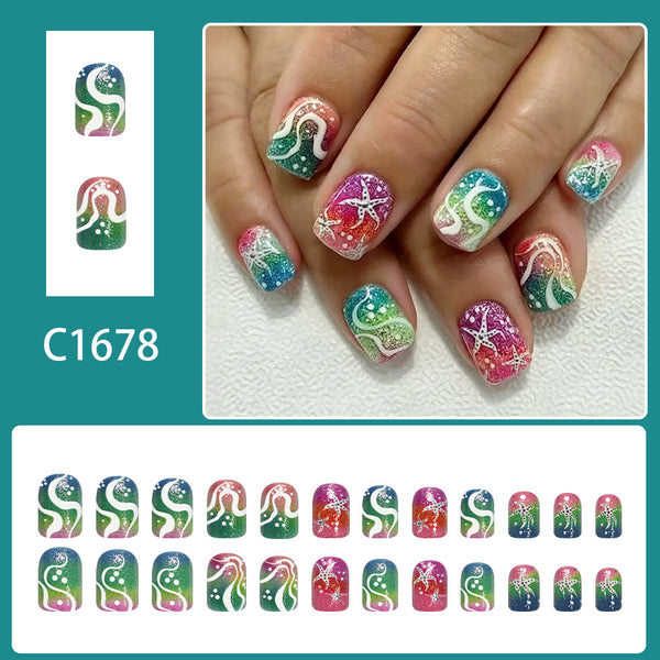 12 Sizes-24 Pcs Press On Nails C1678