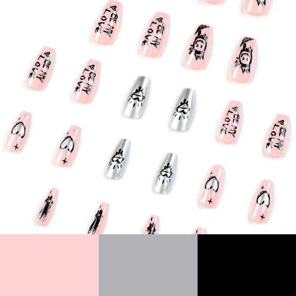 12 Sizes-24 Pcs Press On Nails JP2615