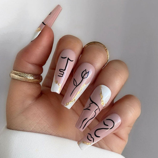 12 Sizes-24 Pcs Press On Nails W051