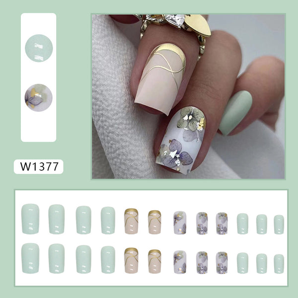 12 Sizes-24 Pcs Press On Nails W1377