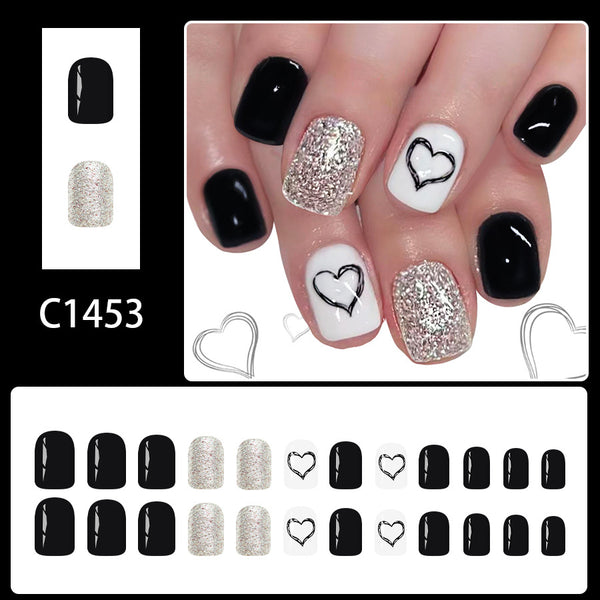 12 Sizes-24 Pcs Press On Nails C1453
