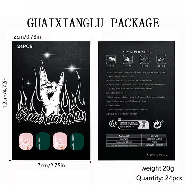 12 Sizes-24 Pcs Press On Nails C692