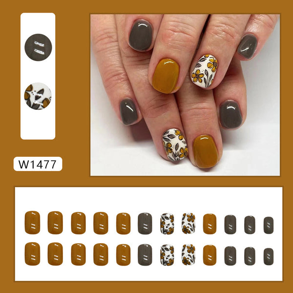 12 Sizes-24 Pcs Press On Nails W1477