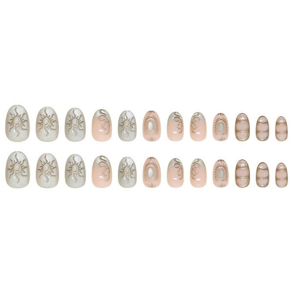 12 Sizes-24 Pcs Press On Nails W1756