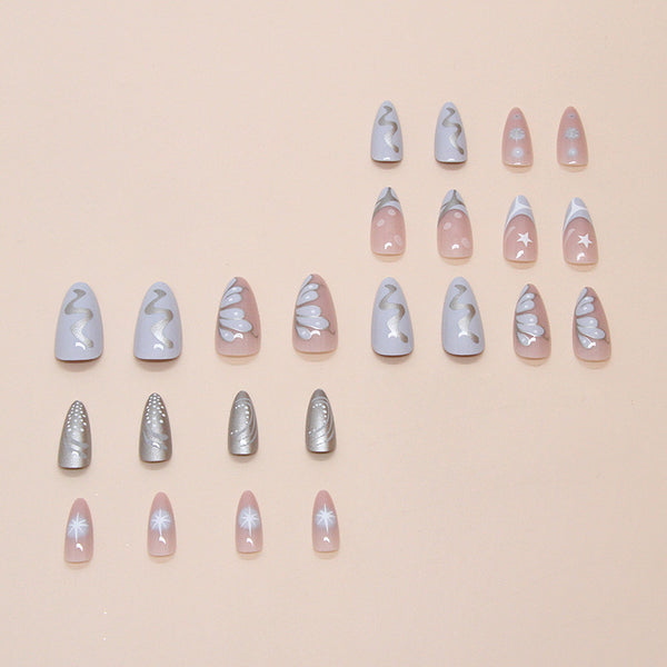 12 Sizes-24 Pcs Press On Nails W1827