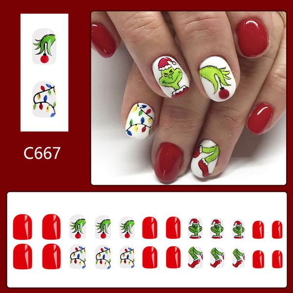 12 Sizes-24 Pcs Press On Nails C667