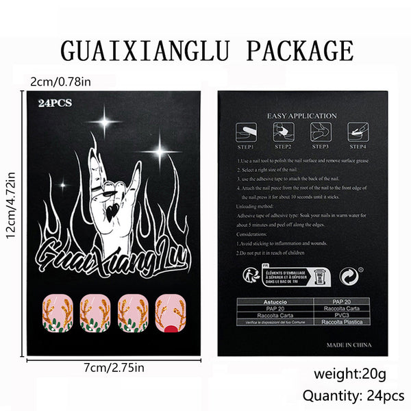 12 Sizes-24 Pcs Press On Nails C1273