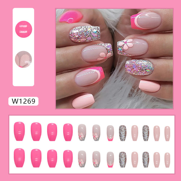 12 Sizes-24 Pcs Press On Nails W1269