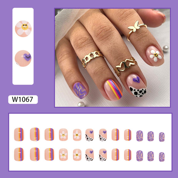 12 Sizes-24 Pcs Press On Nails W1067