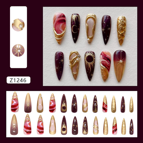 12 Sizes-24 Pcs Press On Nails Z1246
