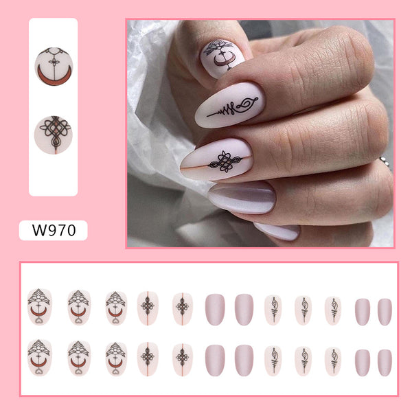 12 Sizes-24 Pcs Press On Nails W970